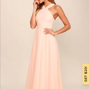 Lulus bridesmaid maxi dress - peach